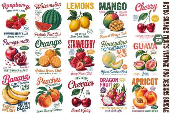 Download Retro Summer Fruits Vintage PNG Designs - Vintage png Collection