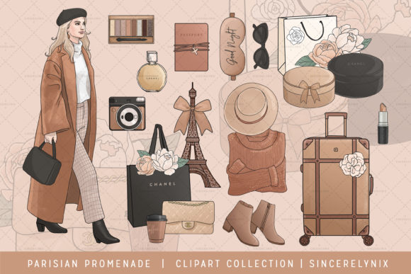 Download Parisian Promenade Fashion Girl Clip Art - Fashion girl clip art Collection