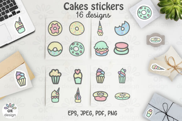 Download Cake Stickers. Printable 16 Sweet Design - Sweet design Collection